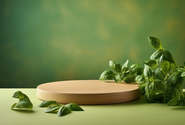 Photo planche à couper avec des feuilles vertes sur un fond vert