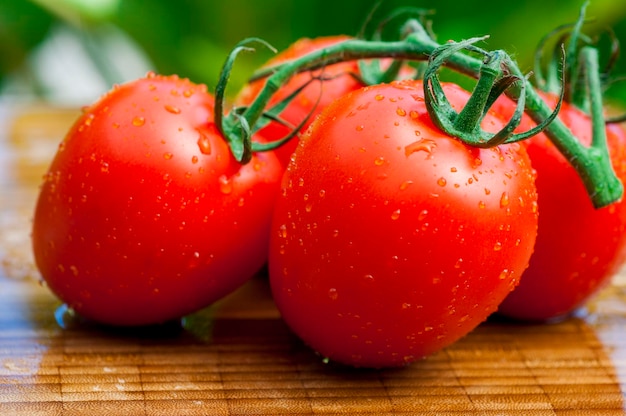 Planche à découper en bois de tomates fraîches Sunshine