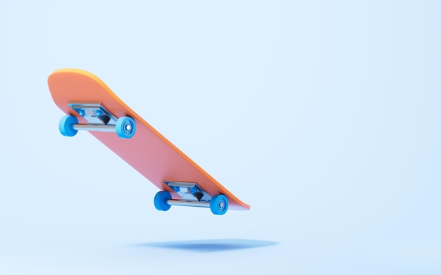 Planche à roulettes dans le rendu 3d de fond blanc