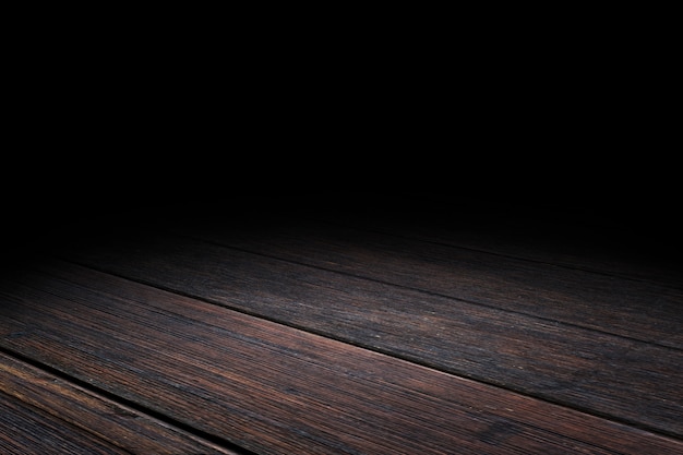 Planche sombre vieux fond de perspective de texture de plancher en bois pour l'affichage ou le montage du produit,