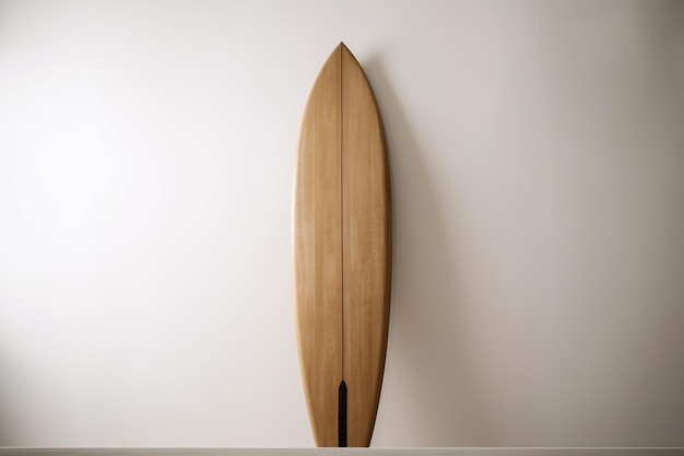 Une planche de surf est fabriquée à partir d'un bois naturel fabriqué à partir d'une seule pièce de bois.