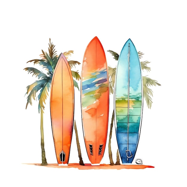 Planche de surf mise en scène avec des couleurs vives et des motifs abstraits