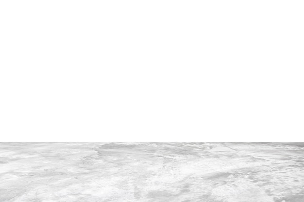 Plancher de béton gris vide isolé sur fond blanc