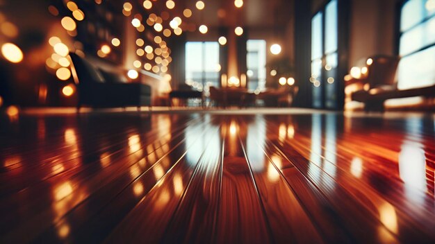 plancher en bois sur fond bokeh