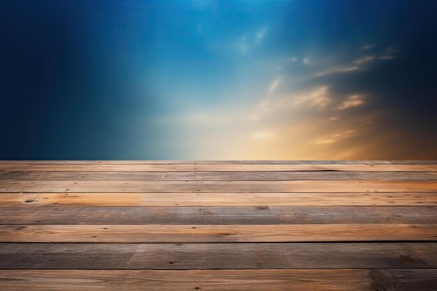 Plancher en bois avec un fond de ciel