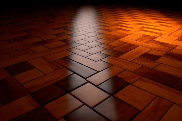 Un plancher en bois avec un motif de carrés et de lignes