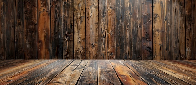 Plancher en bois avec mur d'arrière-plan