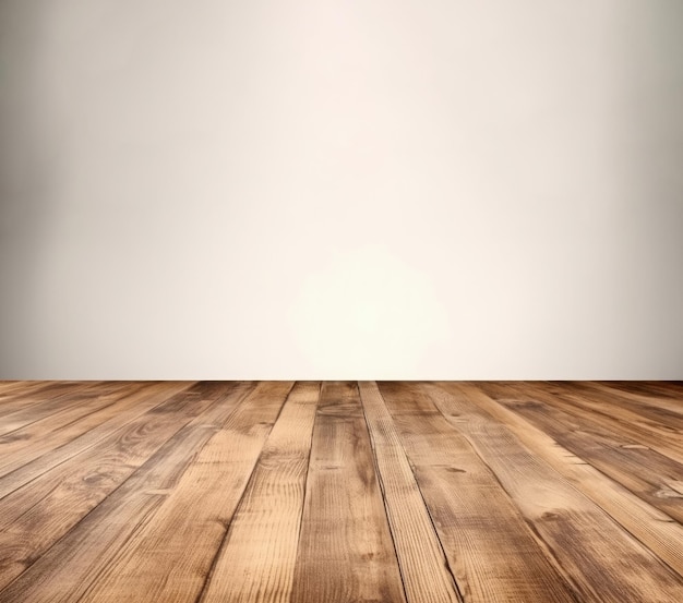 Plancher en bois et mur fond gris clair Chambre vide avec espace de copie