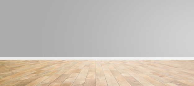 Plancher de bois sur mur gris