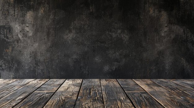 plancher en bois avec un mur sombre et des planches en bois