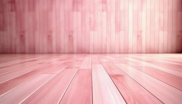 Plancher en bois rose dans une pièce avec un mur rose