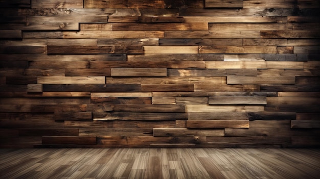 un plancher en bois, une vieille paroi, une surface de fond en bois dur