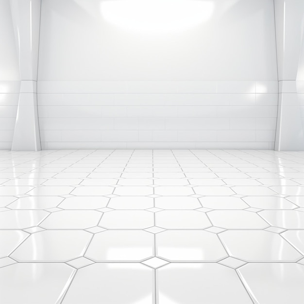 plancher de carreaux blancs brillants sans plafond sur un fond blanc