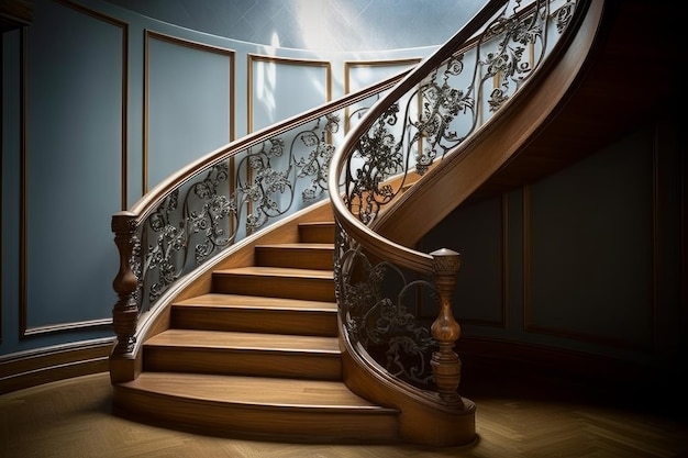 Plancher d'escalier en bois moderne Générer Ai