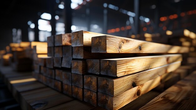 des planches de bois dans un entrepôt