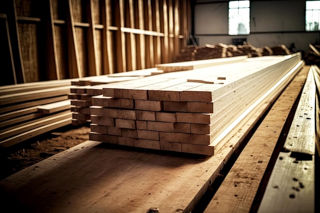 Planches de bois rabotées longues pour la construction en usine