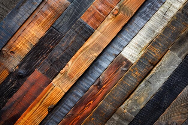 Photo des planches de bois texturées variées en tons de terre comme fond rustique ou dessin de papier peint