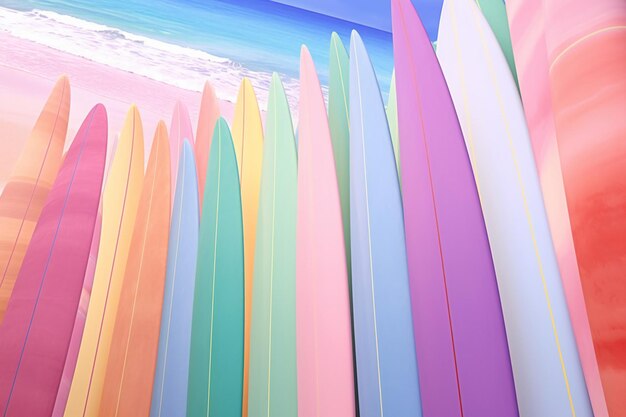 Des planches de surf colorées sur la plage