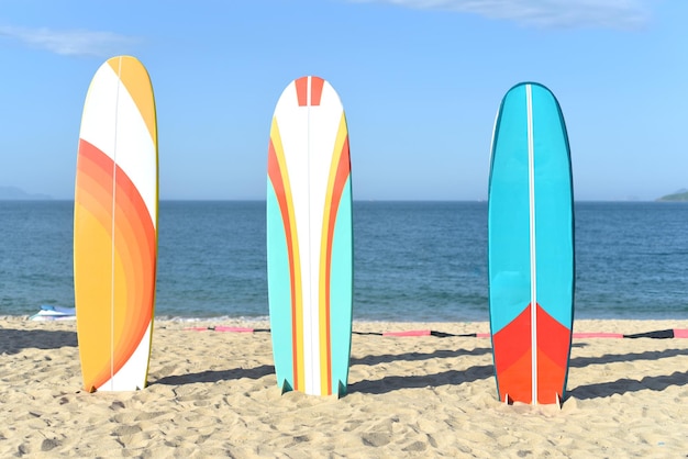 Planches de surf sur une plage de sable au Vietnam