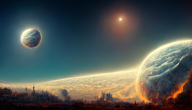 Planète destruction dans l'espace Concept Art Illustration
