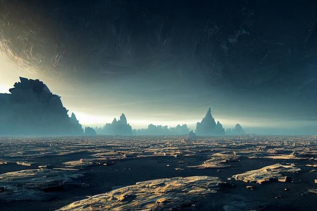Planète extraterrestre paysage 3d illustration