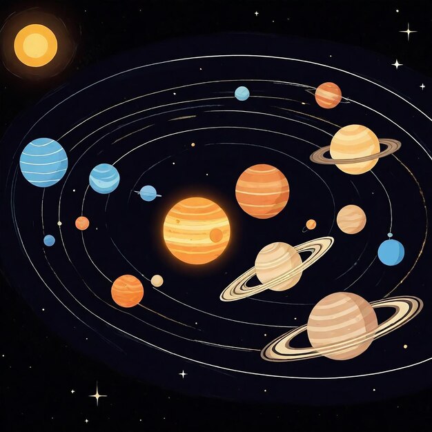 une planète avec des planètes et toutes les planètes