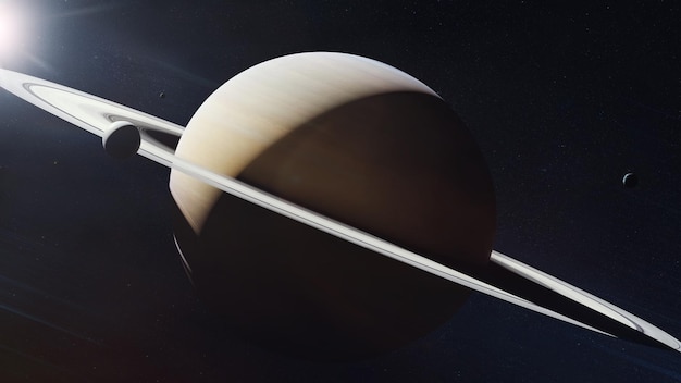 Planète Saturne dans l'espace lointain