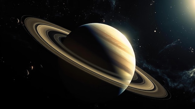 La planète Saturne est entourée d'étoiles.