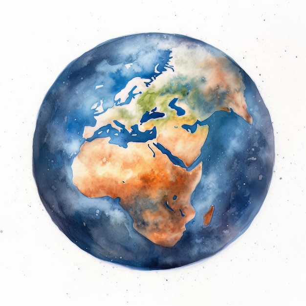 Planète terre aquarelle isolé sur fond blanc