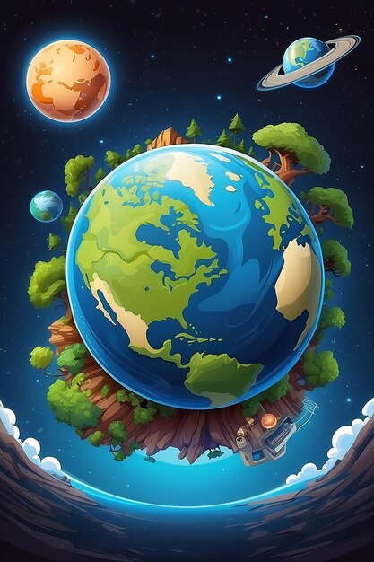 La planète Terre dans le style des dessins animés