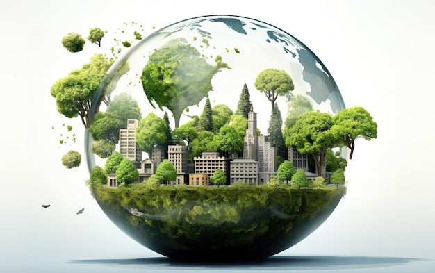 Planète Terre sur fond blanc Jour de la Terre ou concept de conservation de l'environnement Sauver le vert