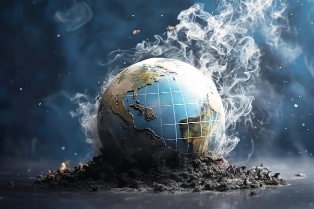 Planète Terre en fumée Environnement Social et gouvernance Conception mondiale de l'environnement durable Pollution de la planète Le globe est menacé