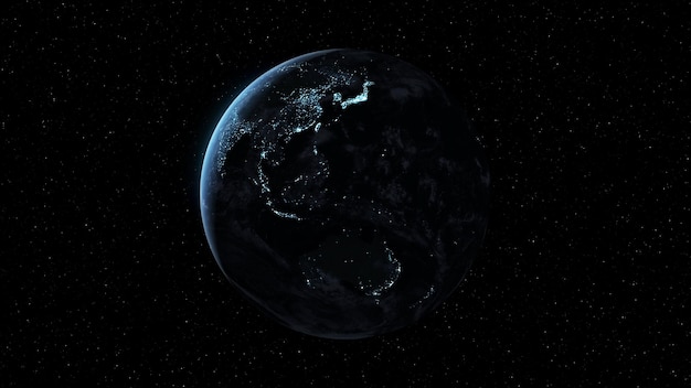 Photo planète terre avec une surface géographique réaliste et une atmosphère de nuage 3d orbitale