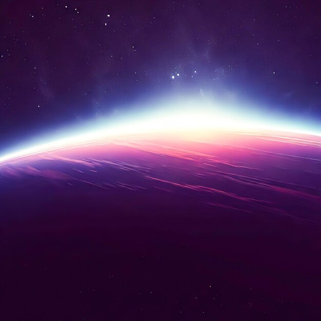 Une planète violette avec une traînée violette dans le ciel