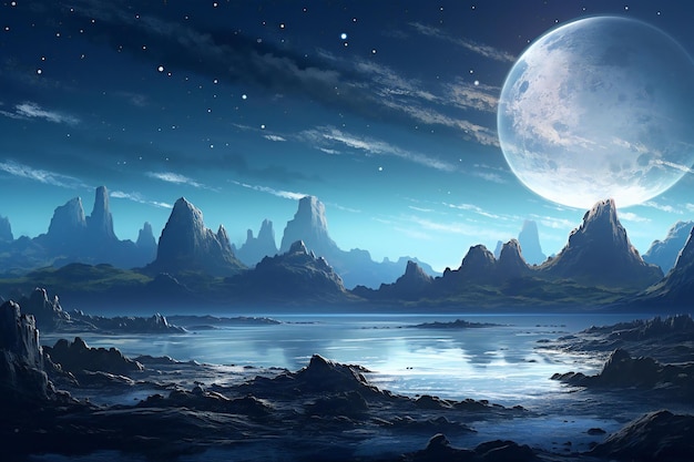 Photo des planètes extraterrestres, des roches et de la lune