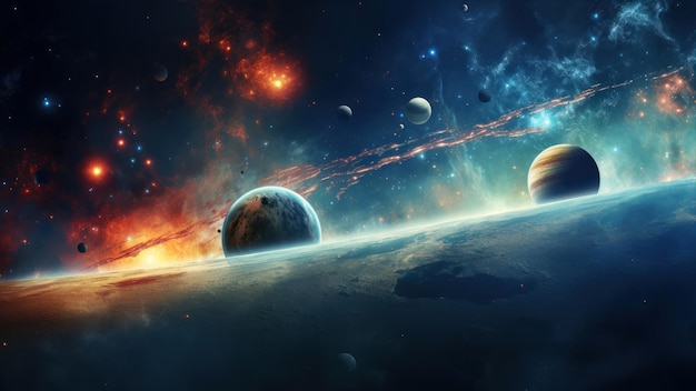 Planètes et galaxies papier peint de science-fiction La beauté de l'espace profond