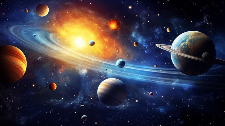 Photo les planètes spatiales, la nébuleuse et la galaxie