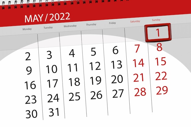 Planificateur de calendrier pour le mois de mai 2022 date limite jour 1 dimanche