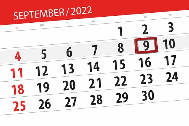 Planificateur de calendrier pour le mois de septembre