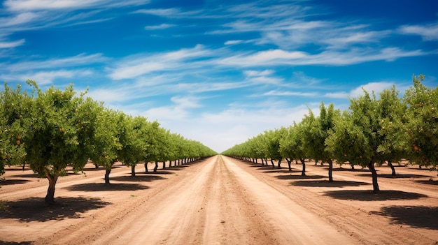 plantation agricole vide avec des arbres et du ciel