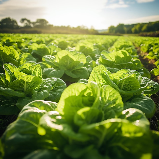 Une plantation de laitue romaine