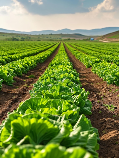 Plantation de laitue sur le terrain