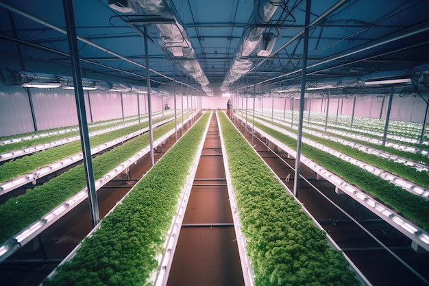 Plantation de légumes verts de ferme moderne