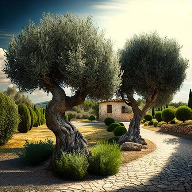 Plantation olive avec de vieux oliviers en Italie