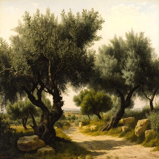 Plantation d'oliviers avec de vieux oliviers en Italie Paysage d'été