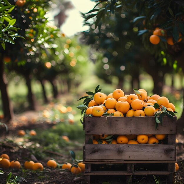 une plantation d'oranges au milieu de la nature