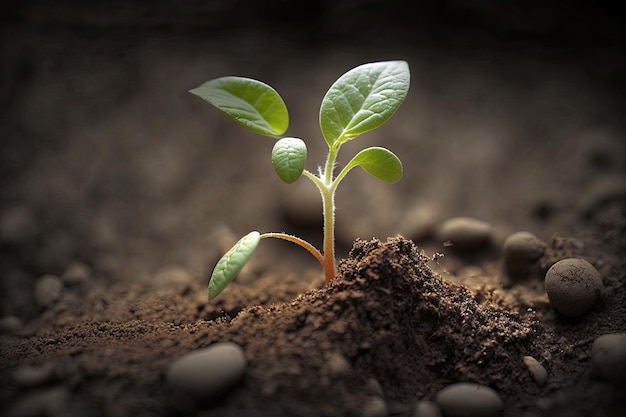 Plantation se développant dans le sol