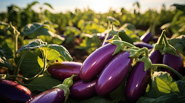 plantations d'aubergines biologiques dans un champ européen