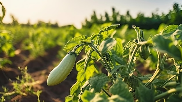 plantations d'aubergines biologiques dans un champ européen