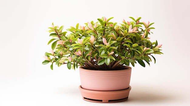 Plante Abelia sur un pot sur fond blanc